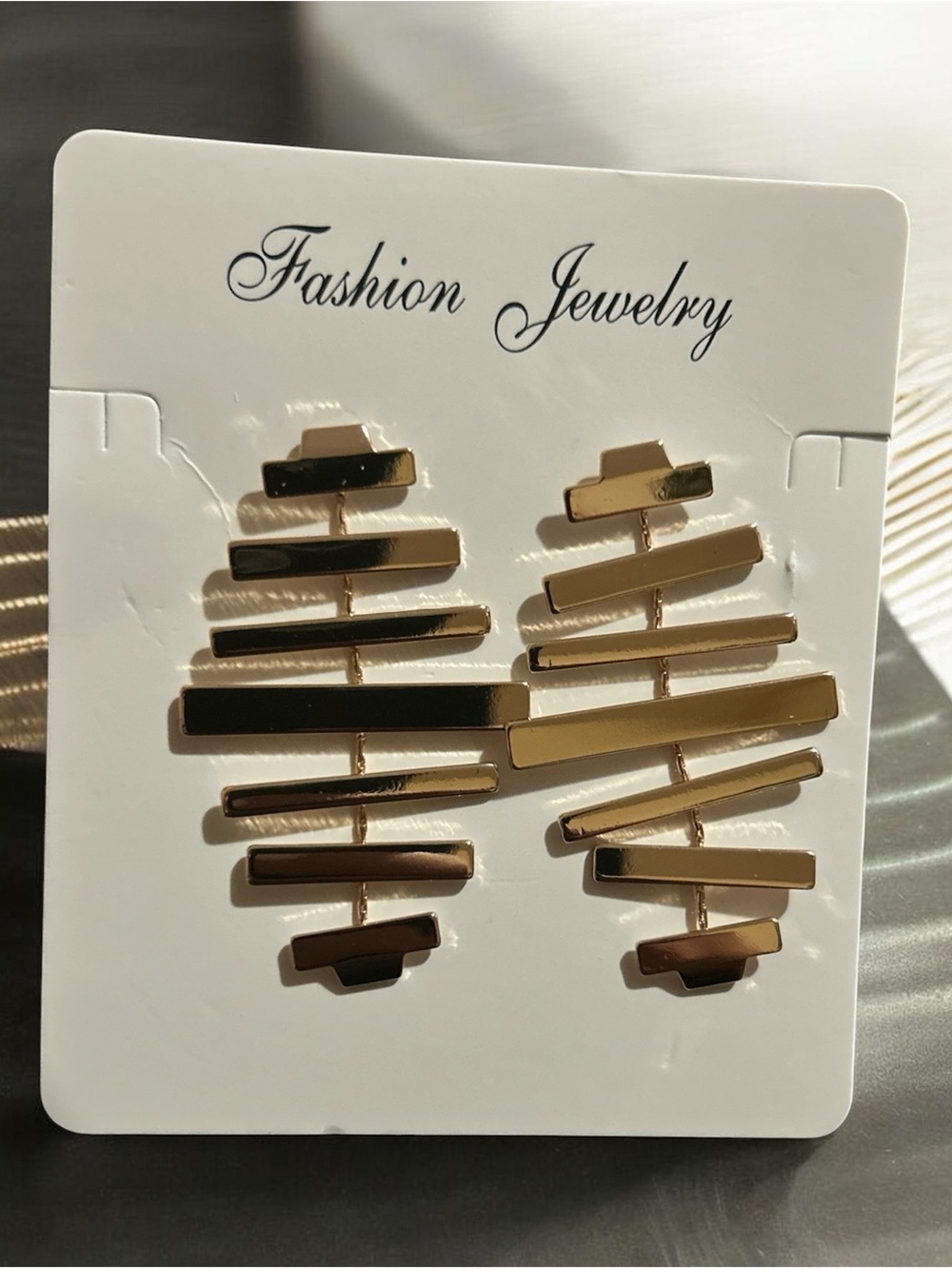 Fashion Jewelry Gold Stacked Bar Drop Earrings - Contemporary Layered Style